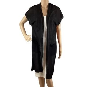 Very J Cardigan Sweater Size M Black Short Sleeve